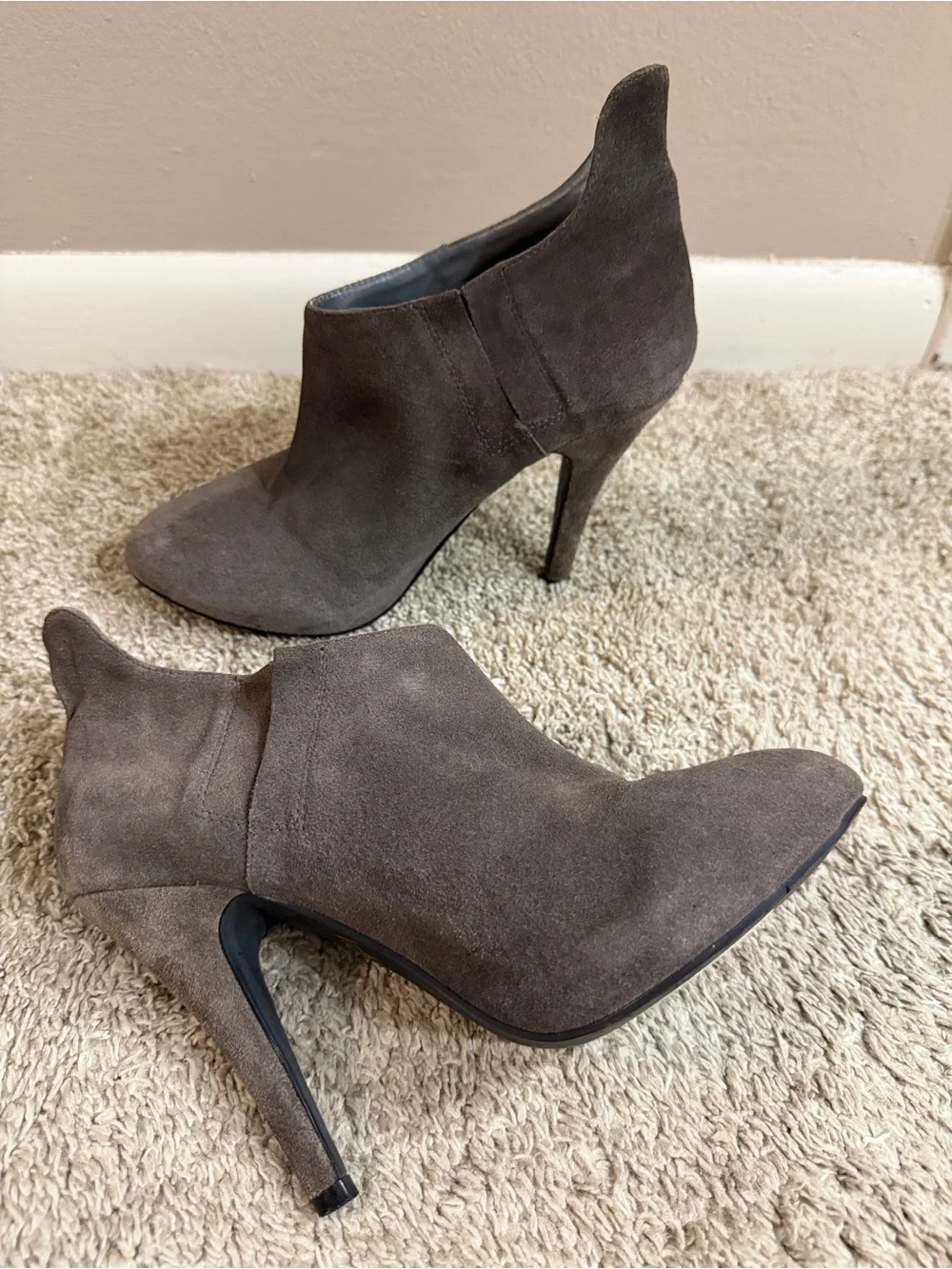 Very Volatile Taupe Suede Pointed Ankle Booties